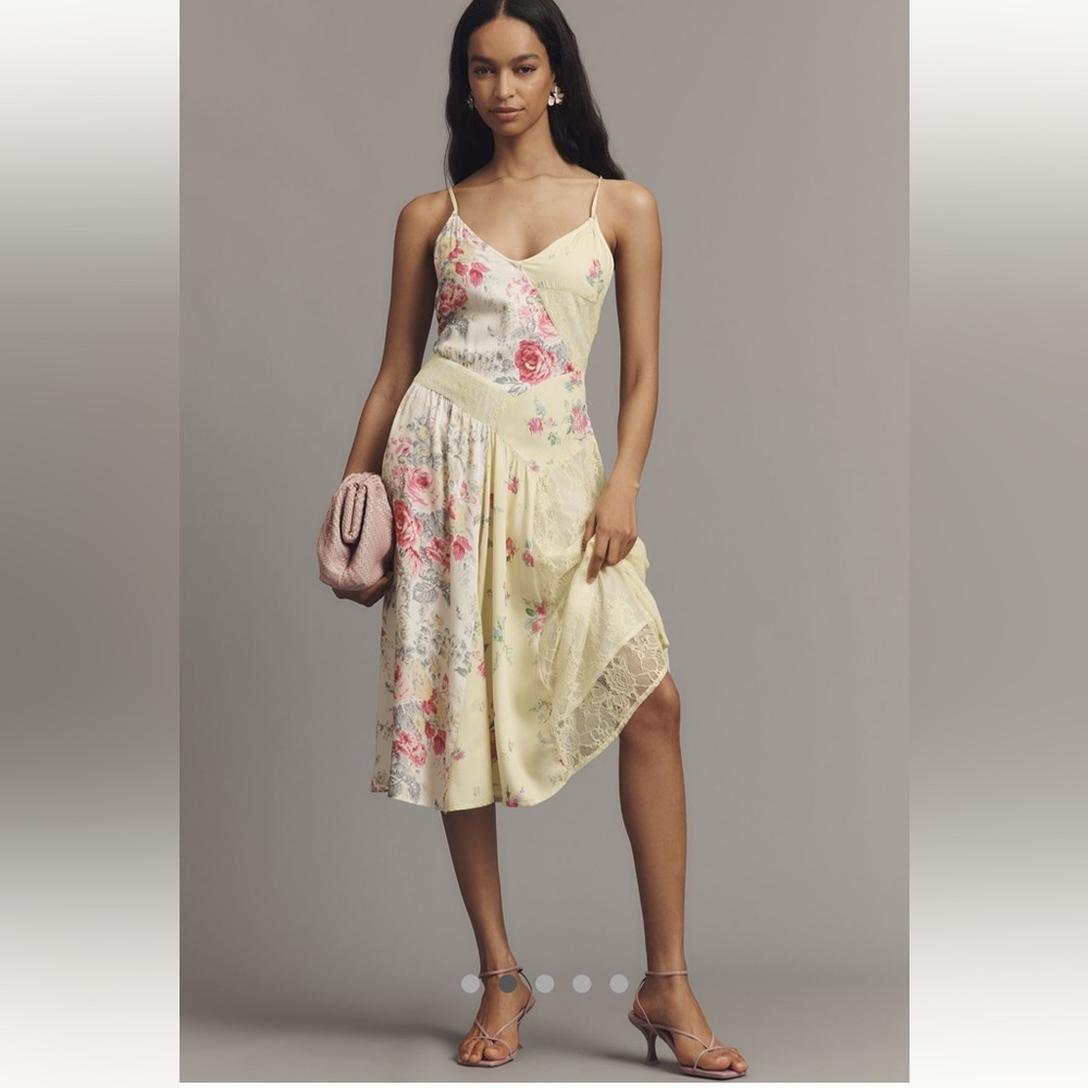 NWT By Anthropologie Sleeveless Patchwork Slip Midi Dress